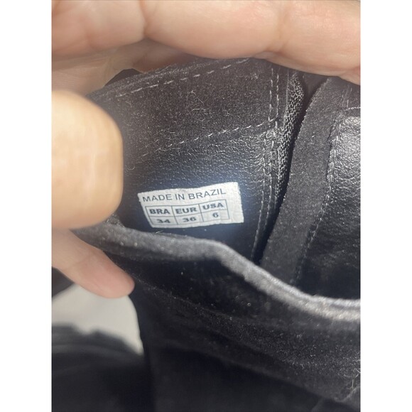 Farm Rio Back Embrodery Ribbon Black Suede Tall Boots Sz 6 New W/O Tags - Picture 10 of 11